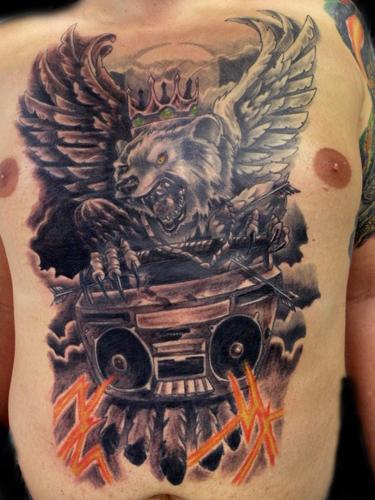 Tattoos - Boom box Bear...... - 61886